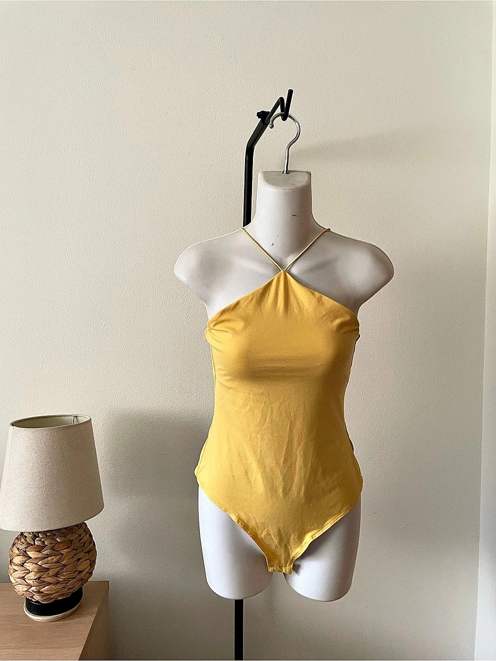 H&M Halterneck Thong Bodysuit Yellow One-Piece Size XS